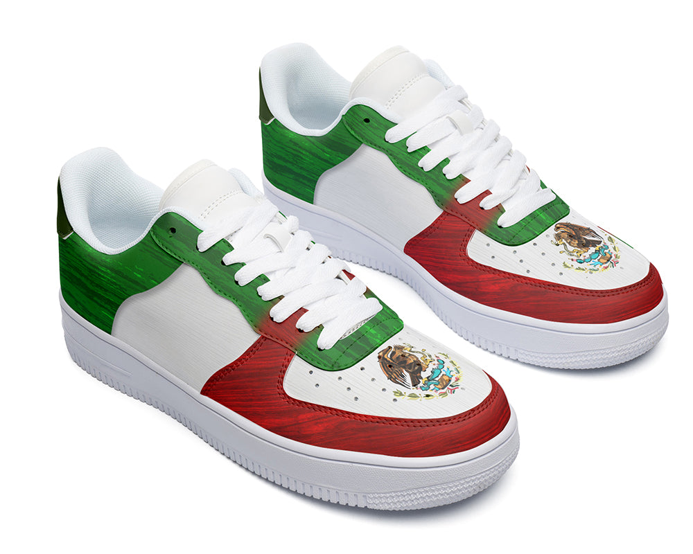 Mexican Flag Sneakers: Mexican Flag Pattern Court Sneakers