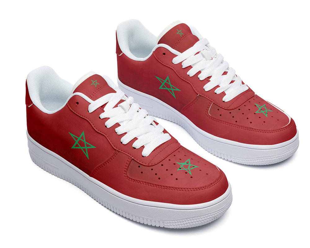 Moroccan Flag Sneakers: Moroccan Flag Pattern Court Sneakers