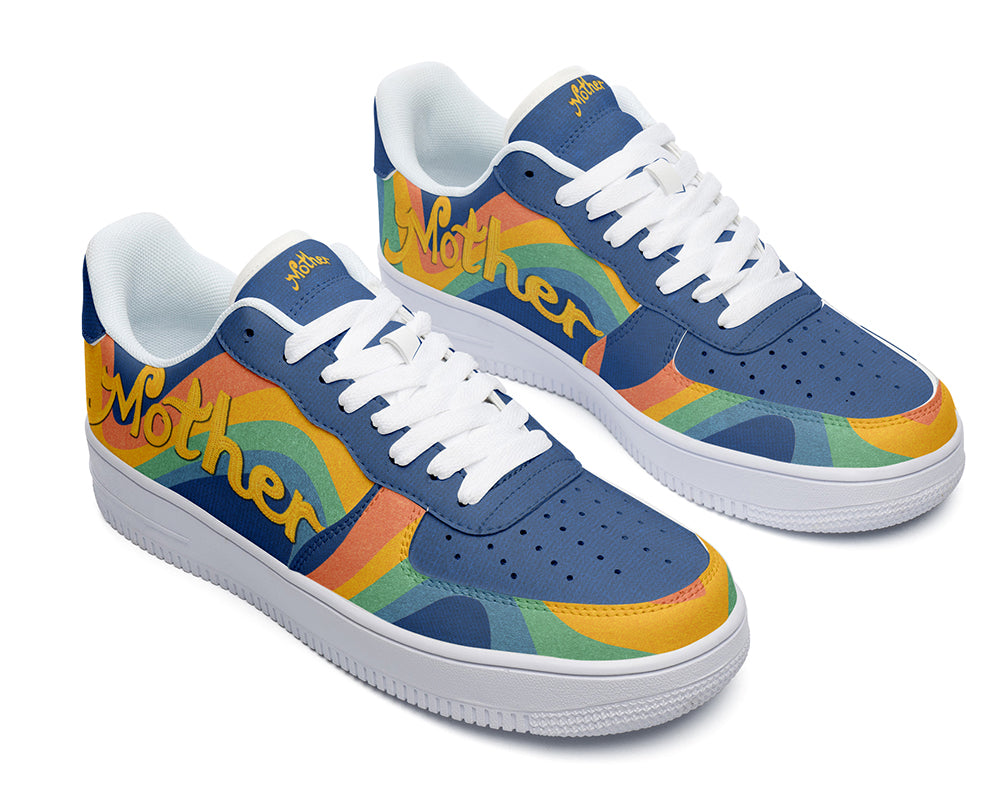 Mother Sneakers: Retro Rainbow Wave Court Sneakers