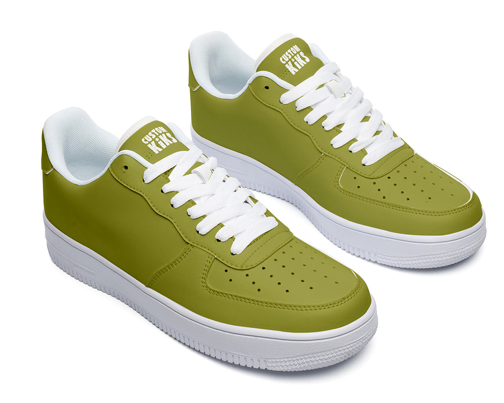 Olive Green Sneakers: Solid Olive Green Court Sneakers
