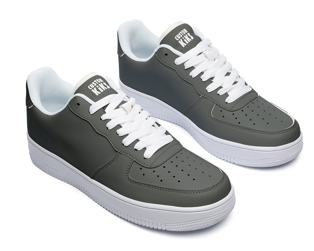 Charcoal Gray Sneakers: Solid Charcoal Gray Court Sneakers