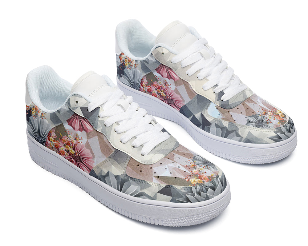 Origami Flower Sneakers: Origami Paper & Flower Pattern Court