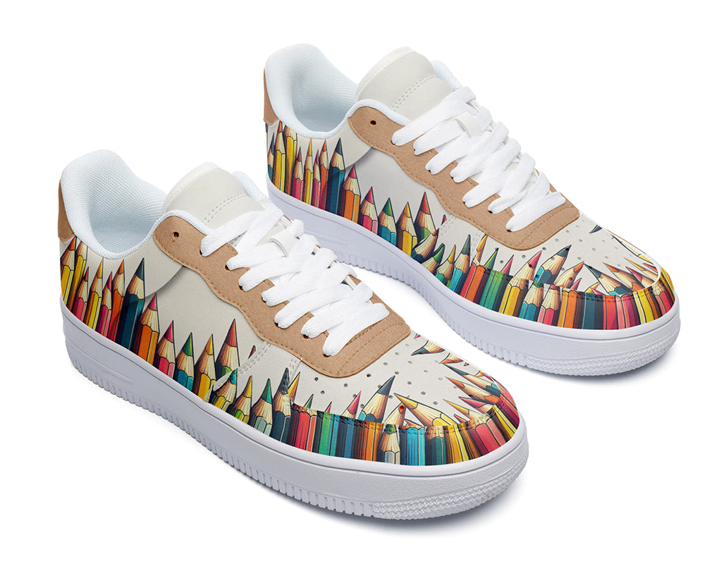 Pencil Sneakers: Pencil Pattern Court Sneakers