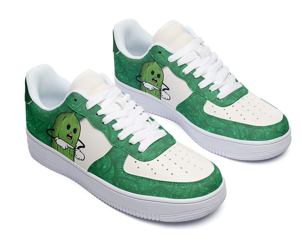 Pickle Sneakers: Cartoon Pickle Pattern Court Sneakers