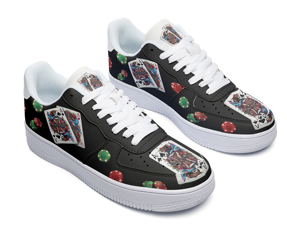 Poker Sneakers: Poker Pattern Court Sneakers