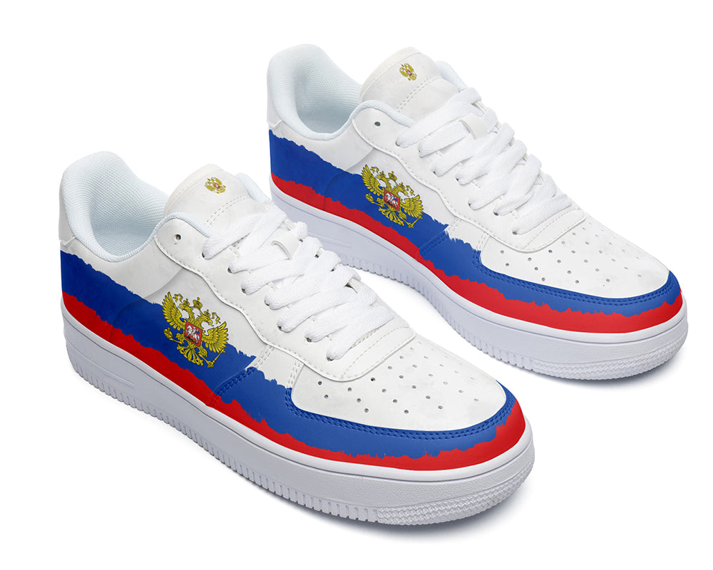 Russian Flag Sneakers: Russian Federation Flag Pattern Court Sneakers
