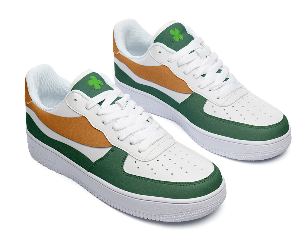 Saint Patrick Sneakers: Green and Gold Court Sneakers
