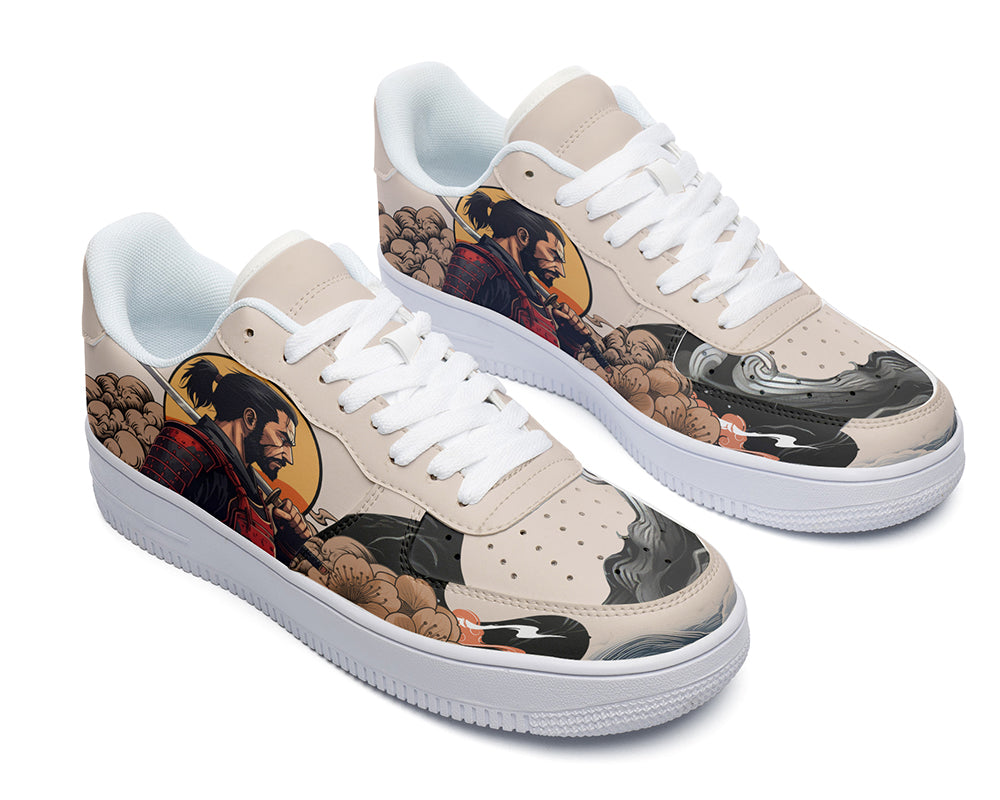 Samurai Sneakers: Samurai Warrior Illustration Court Sneakers