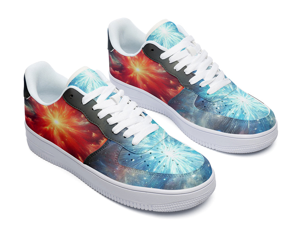 Galaxy Sneakers: Supernova Pattern Court Sneakers