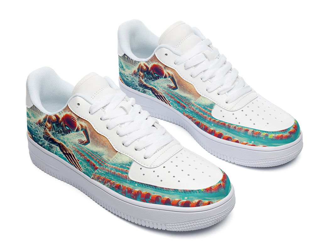 Swimming Sneakers: Swimmer Illustration Court Sneakers