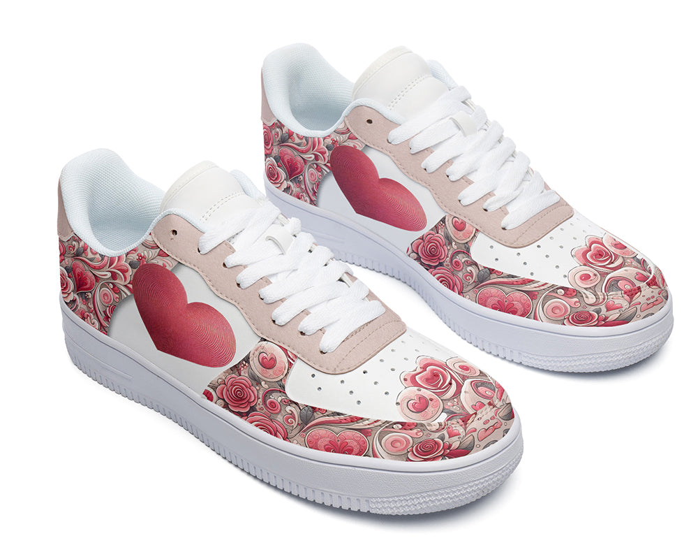 Valentines Sneakers: Heart Pattern Court Sneakers