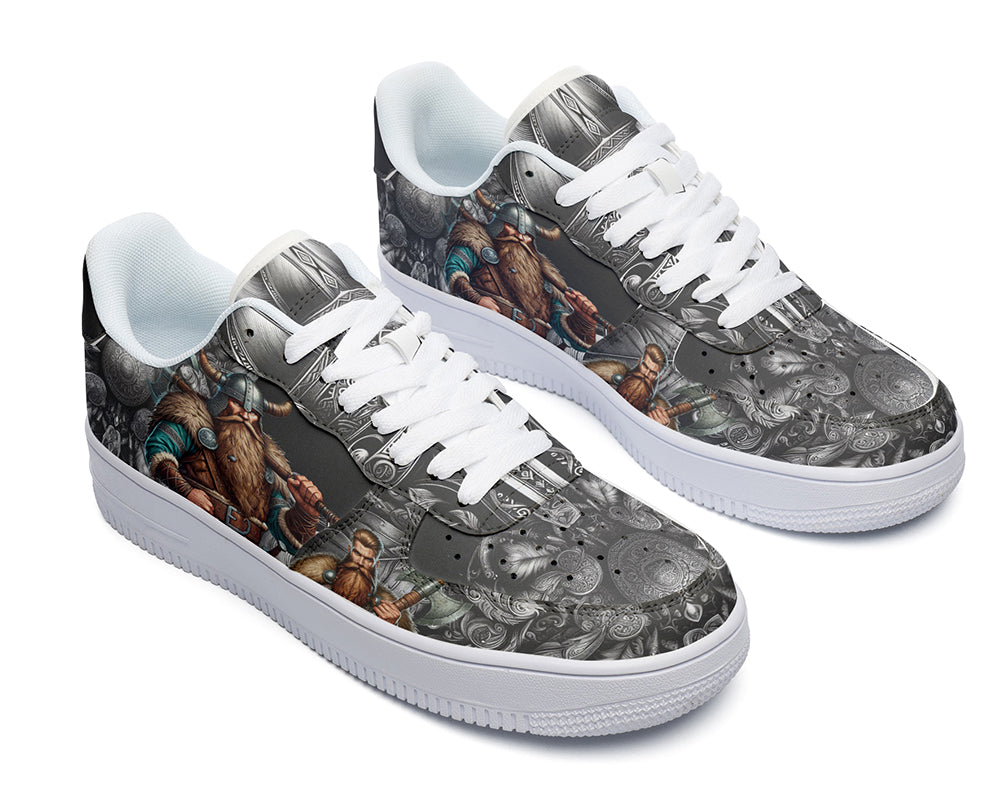 Viking Sneakers: Viking Illustration Court Sneakers