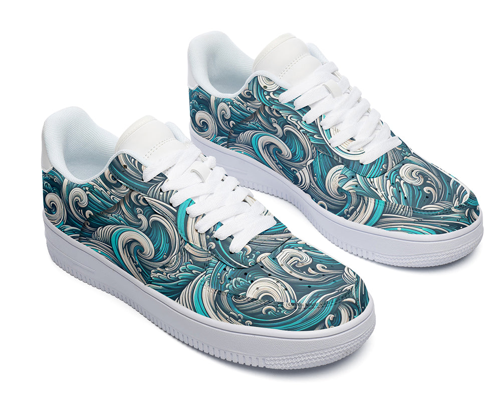 Ocean Wave Sneakers: Wave Pattern Court Sneakers