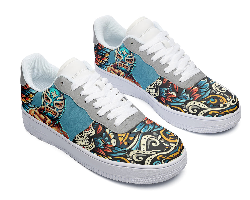 Lucha Libre Sneakers: Lucha Libre Illustration Court Sneakers