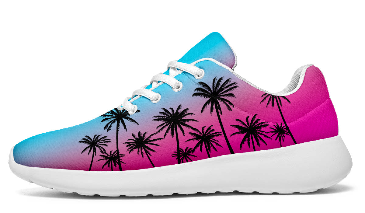 Palm Trees Sunset Sneakers: Tropical Pattern Sport Shoes