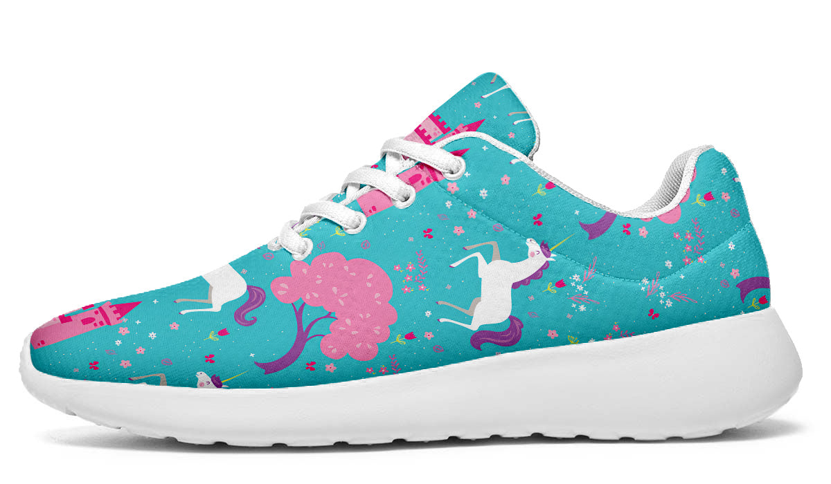 Fairytale Sneakers: Unicorn and Castle Pattern Sport Shoes