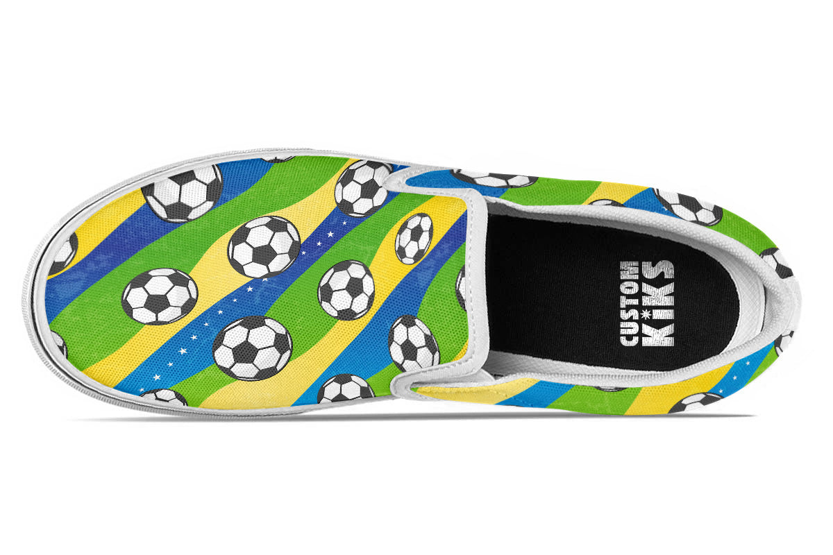 Soccer Sneakers: Soccer Ball Pattern Slip On Sneakers