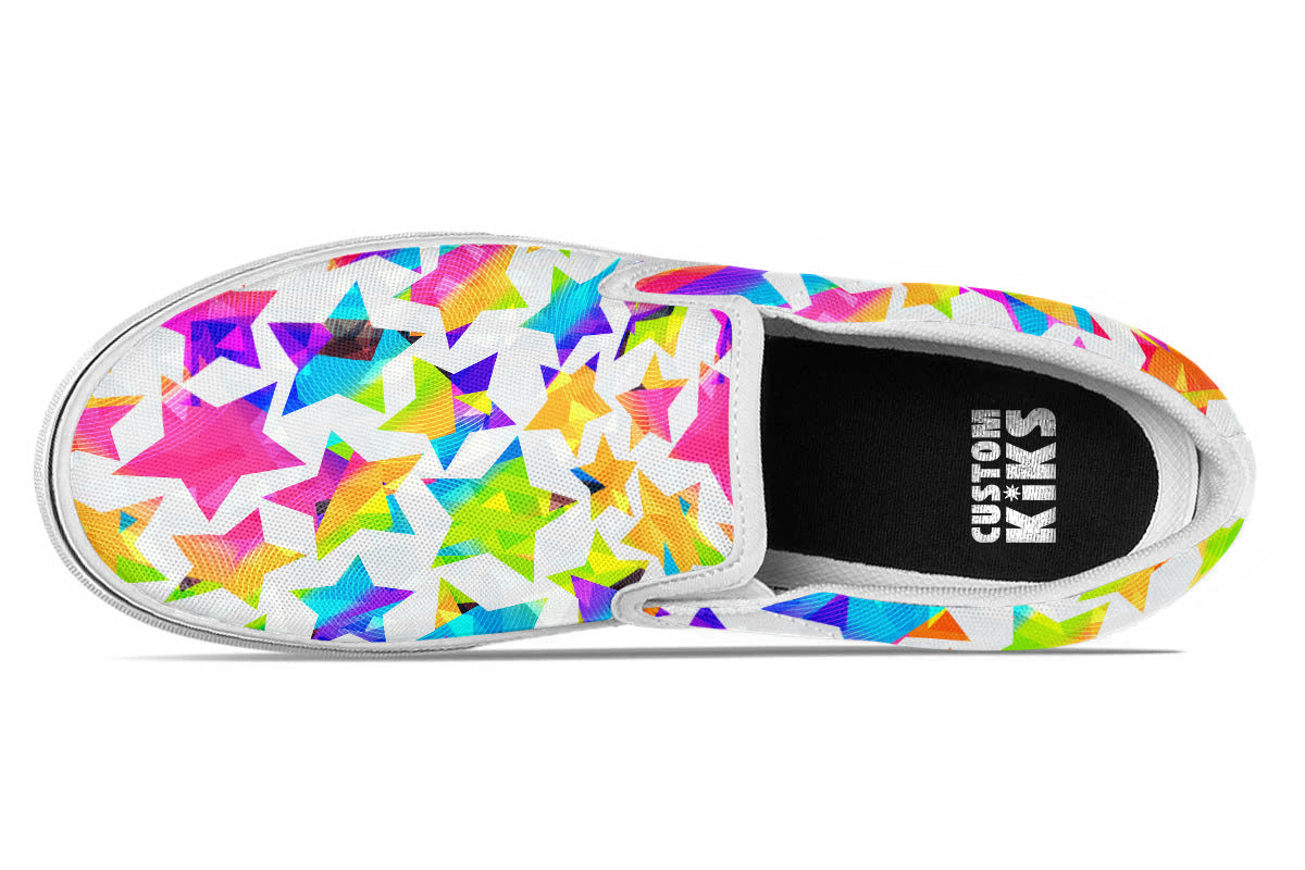 Stars Sneakers: Start Pattern Slip On Sneakers