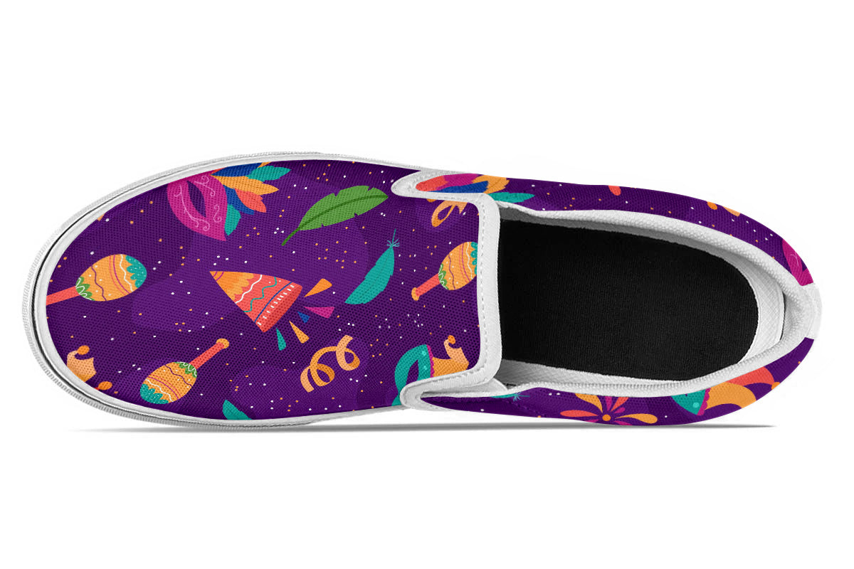 Mardi Gras Sneakers: Mardi Gras Pattern Slip On Sneakers