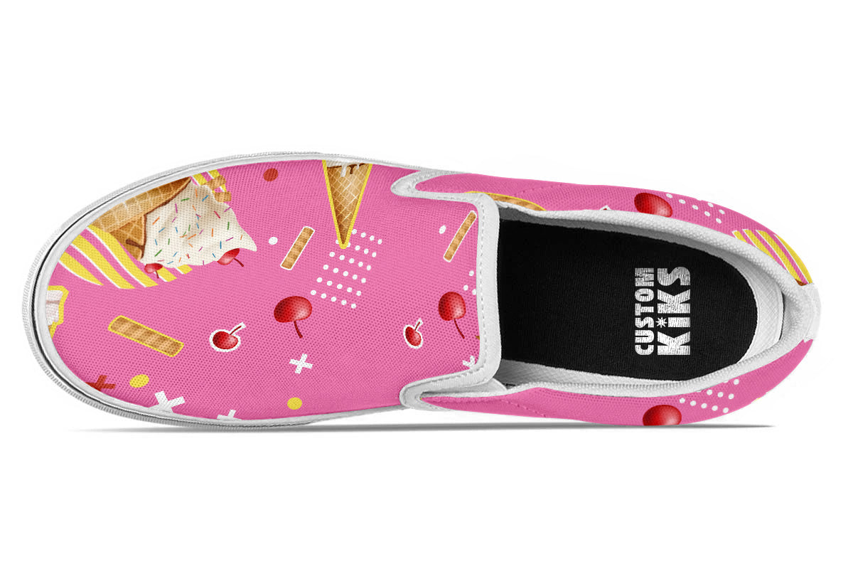 Ice Cream Sneakers: Ice Cream Pattern Slip On Sneakers
