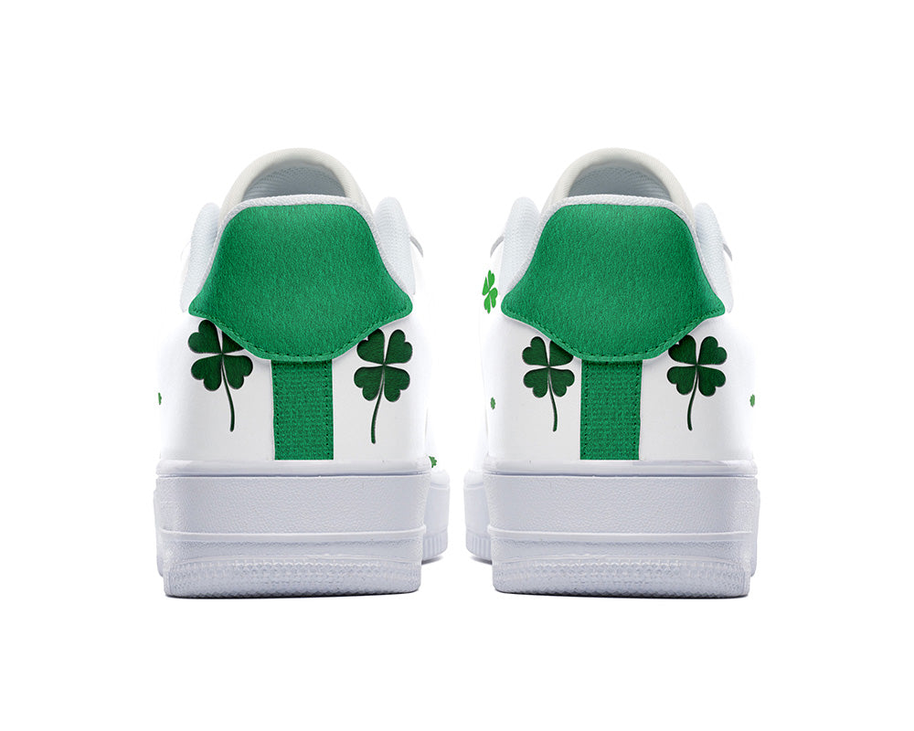 Saint Patrick Sneakers: Shamrock and Pot of Gold Illustration Court Sneakers