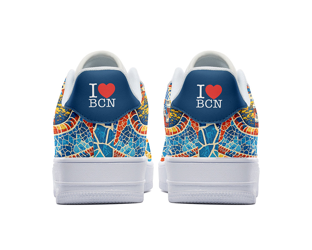 Barcelona Sneakers: Barcelona Mosaic Illustration Court Sneakers