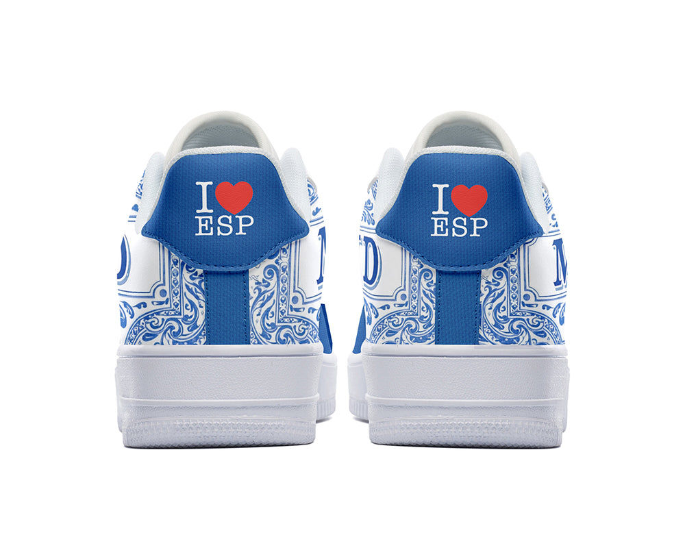 Madrid Sneakers: Blue Spanish Tile Pattern Court Sneakers