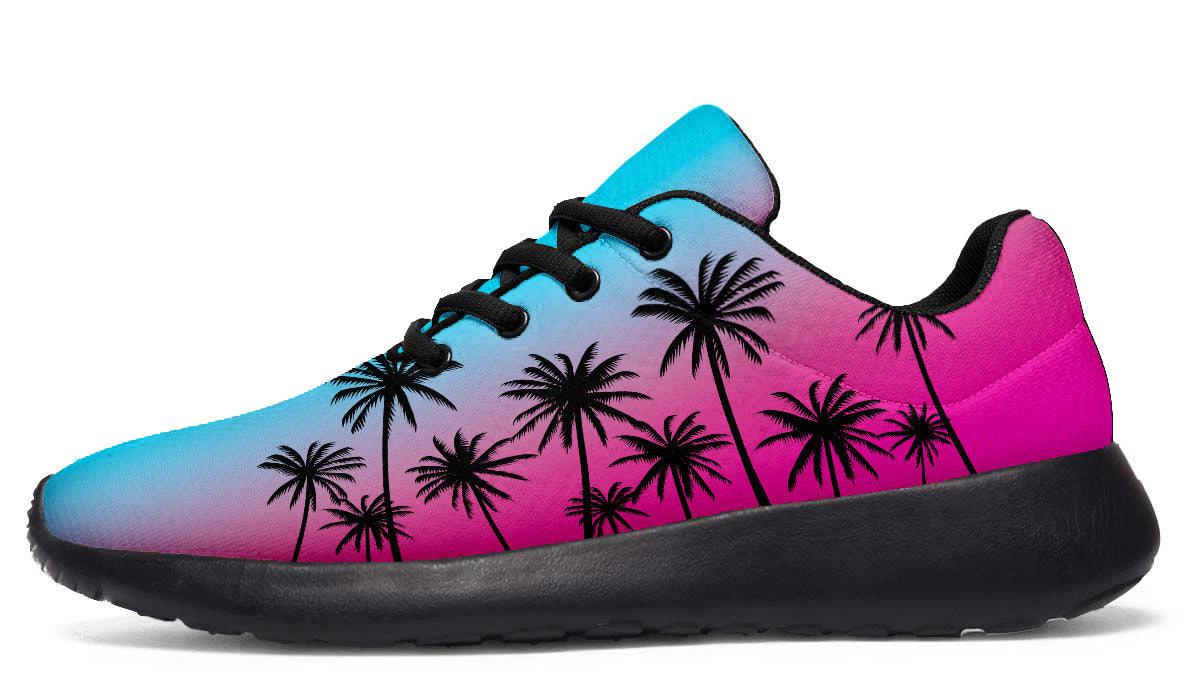 Palm Trees Sunset Sneakers: Tropical Pattern Sport Shoes