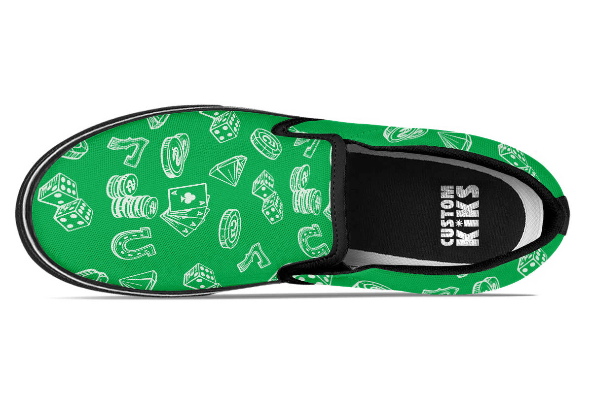 Casino Sneakers: Casino Pattern Slip On Sneakers