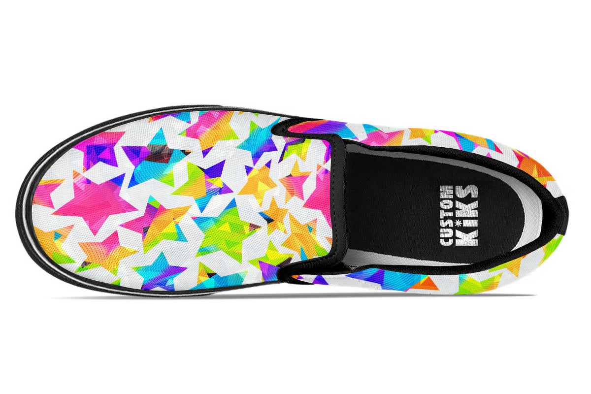 Stars Sneakers: Start Pattern Slip On Sneakers