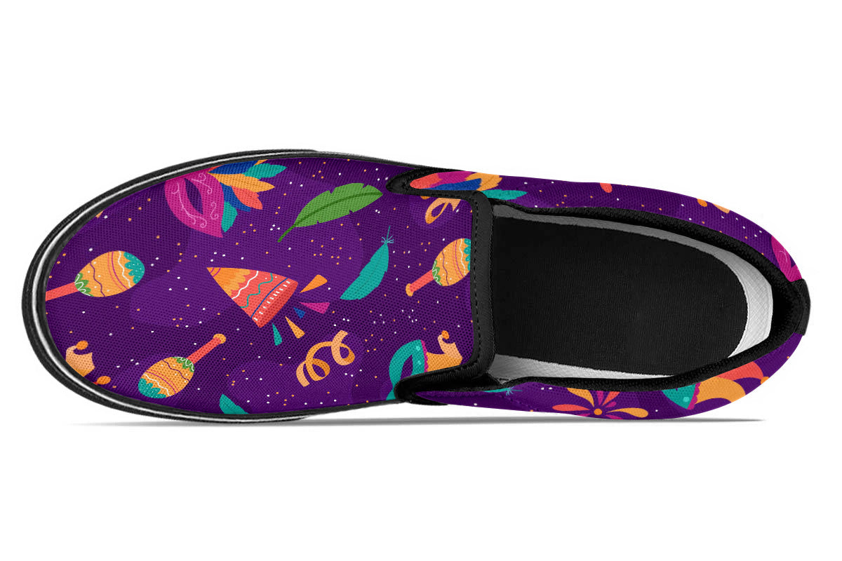 Mardi Gras Sneakers: Mardi Gras Pattern Slip On Sneakers