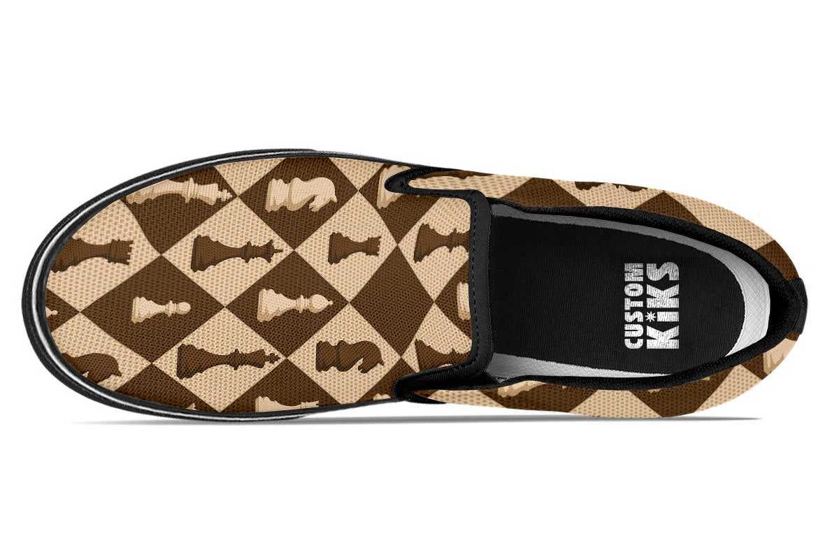 Chess Sneakers: Checkerboard Pattern Slip On Sneakers