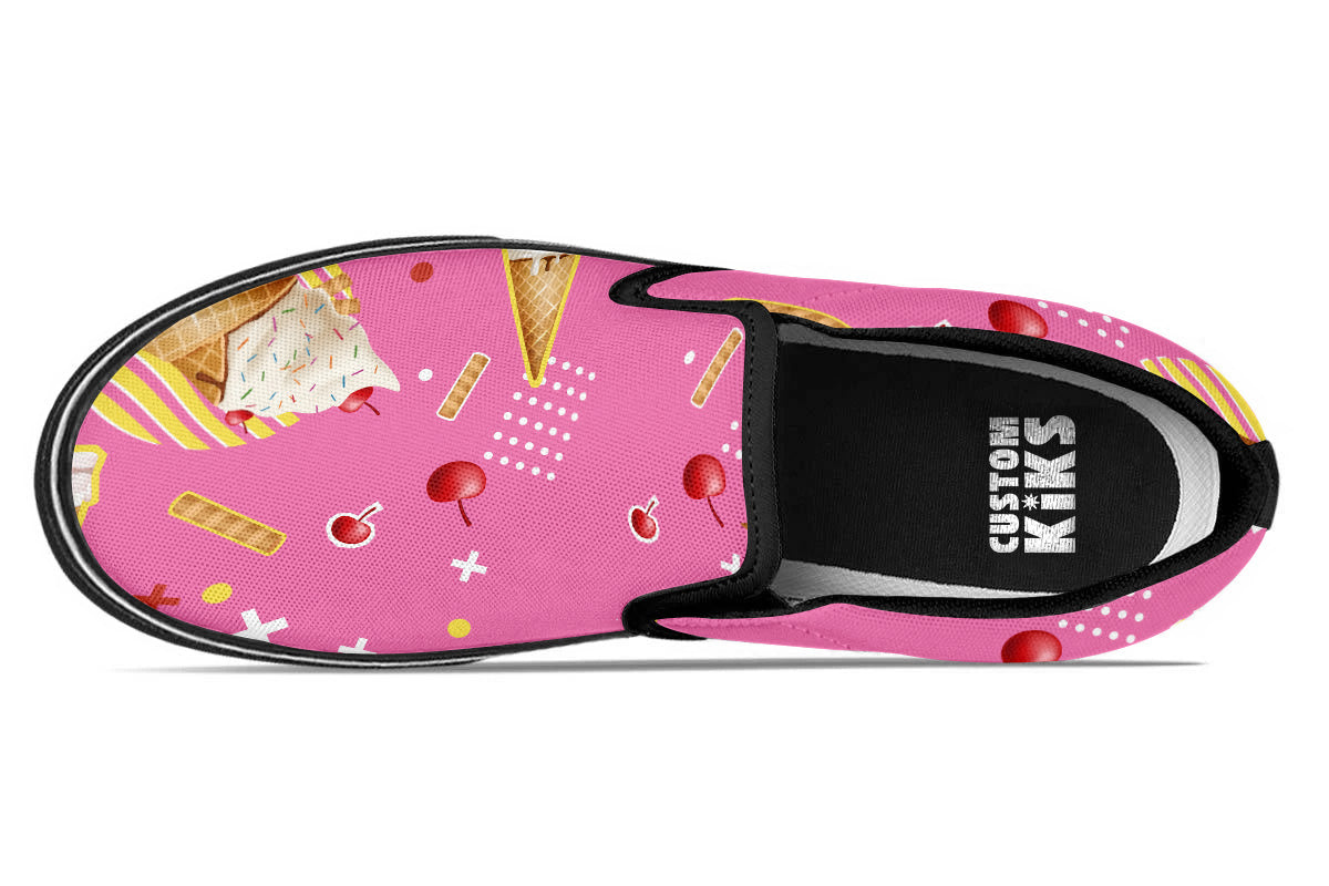 Ice Cream Sneakers: Ice Cream Pattern Slip On Sneakers