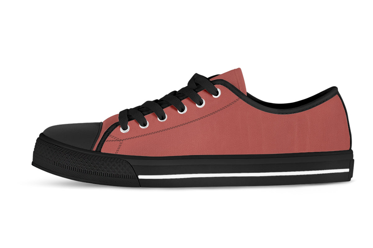 Brick Red Sneakers: Solid Brick Red Low Top Sneakers