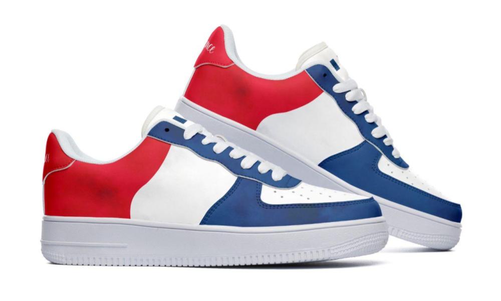 French Flag Sneakers: French Flag Pattern Court Sneakers