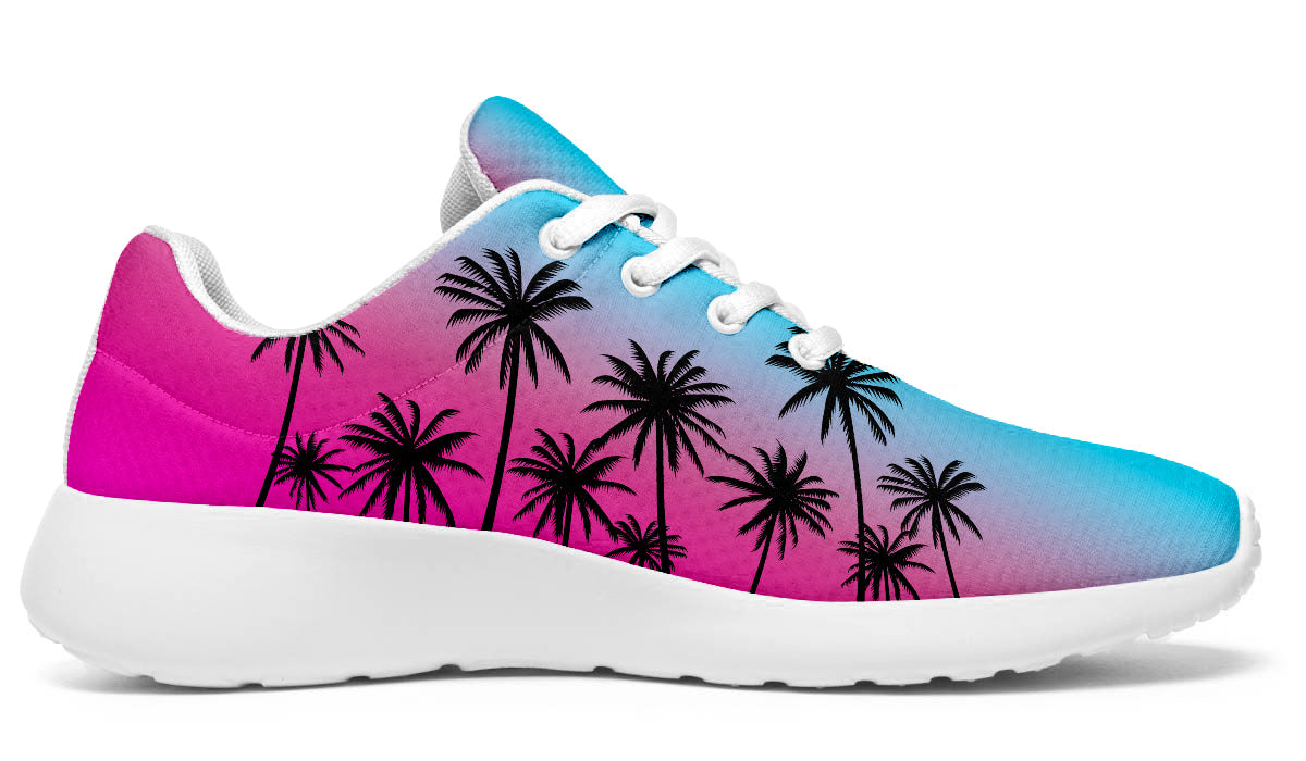 Palm Trees Sunset Sneakers: Tropical Pattern Sport Shoes