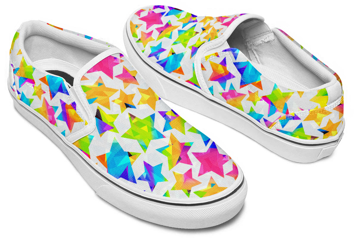 Stars Sneakers: Start Pattern Slip On Sneakers