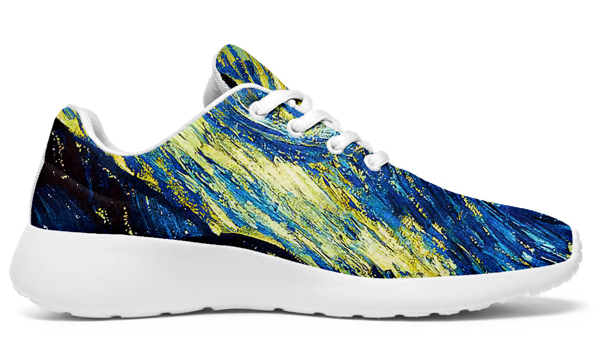 Starry Night Sneakers: Swirl Sky Illustration Sport Shoes