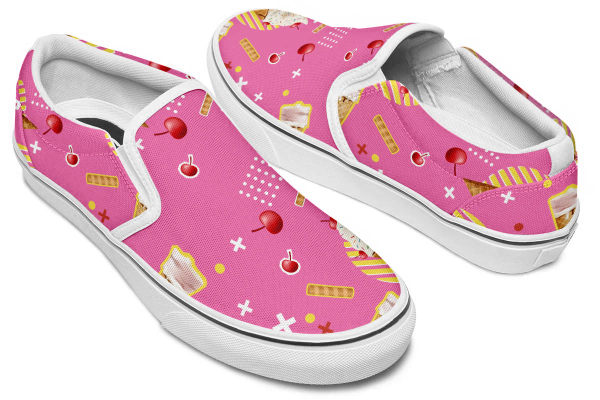 Ice Cream Sneakers: Ice Cream Pattern Slip On Sneakers