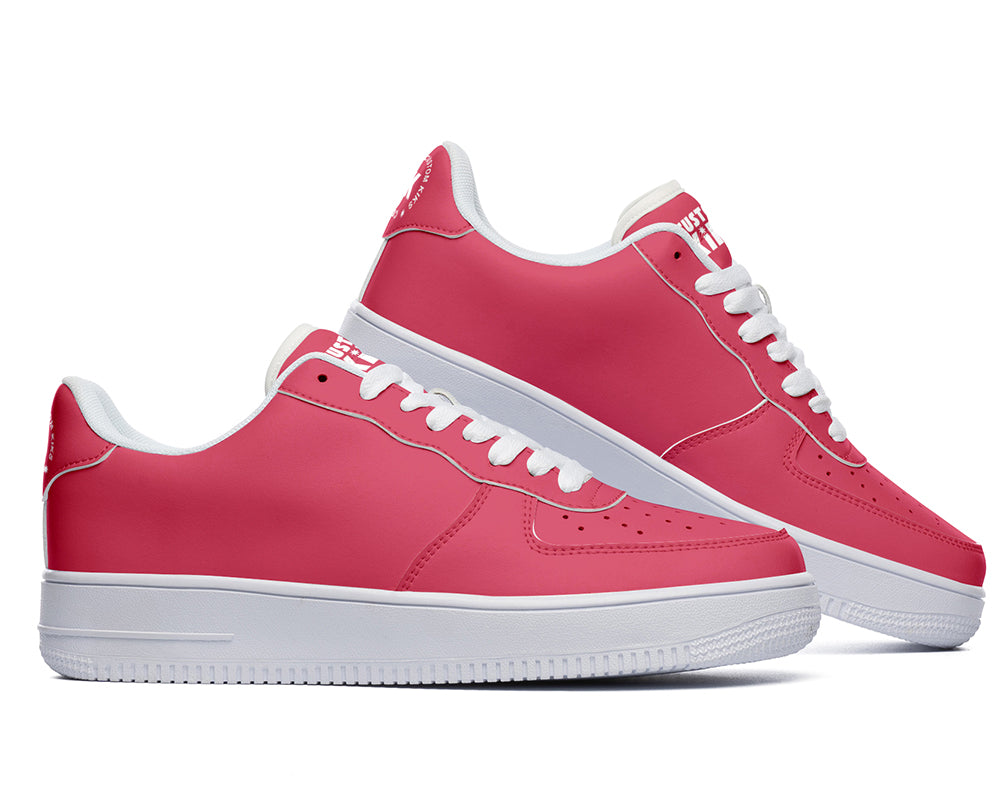 Berry Red Sneakers: Solid Berry Red Court Sneakers