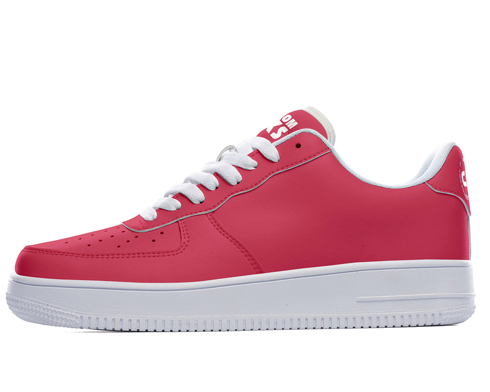 Berry Red Sneakers: Solid Berry Red Court Sneakers