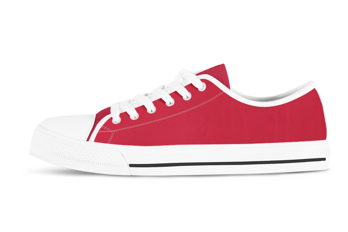 Berry Red Sneakers: Solid Berry Red Low Top Sneakers