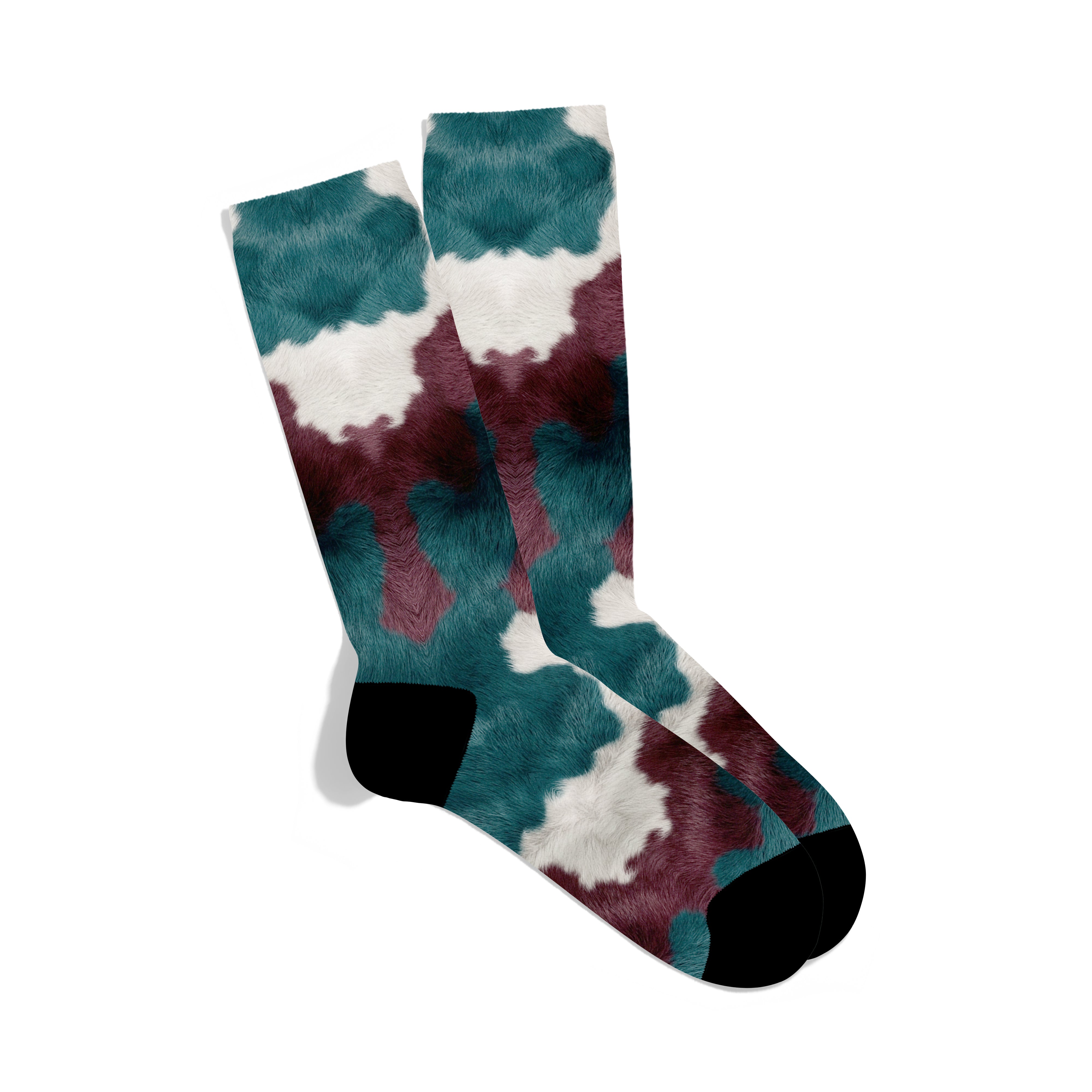 Teal Cow Print Socks