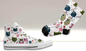 WHITE KITTY HIGH TOPS + MATCHING SOCKS BUNDLE