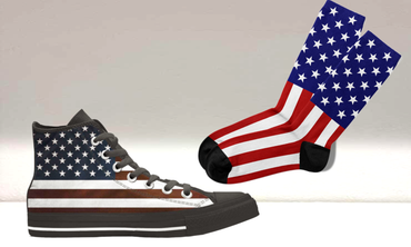 Custom Kiks USA Flag high-top sneakers with matching stars and stripes socks