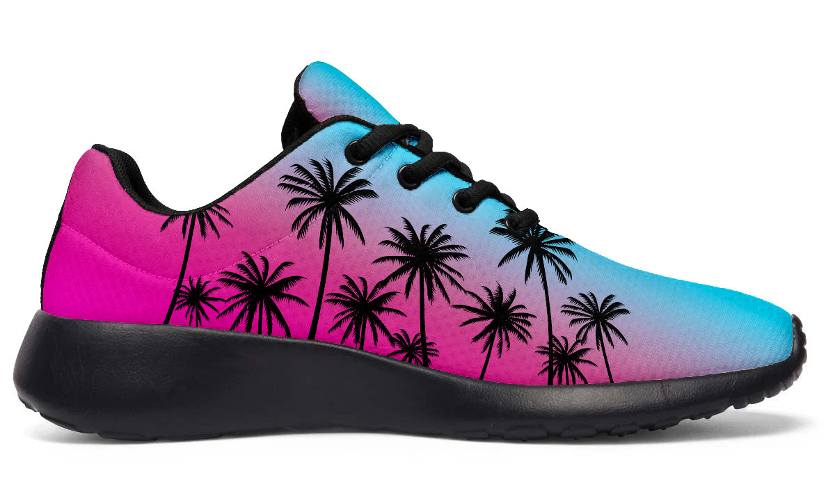 Palm Trees Sunset Sneakers: Tropical Pattern Sport Shoes