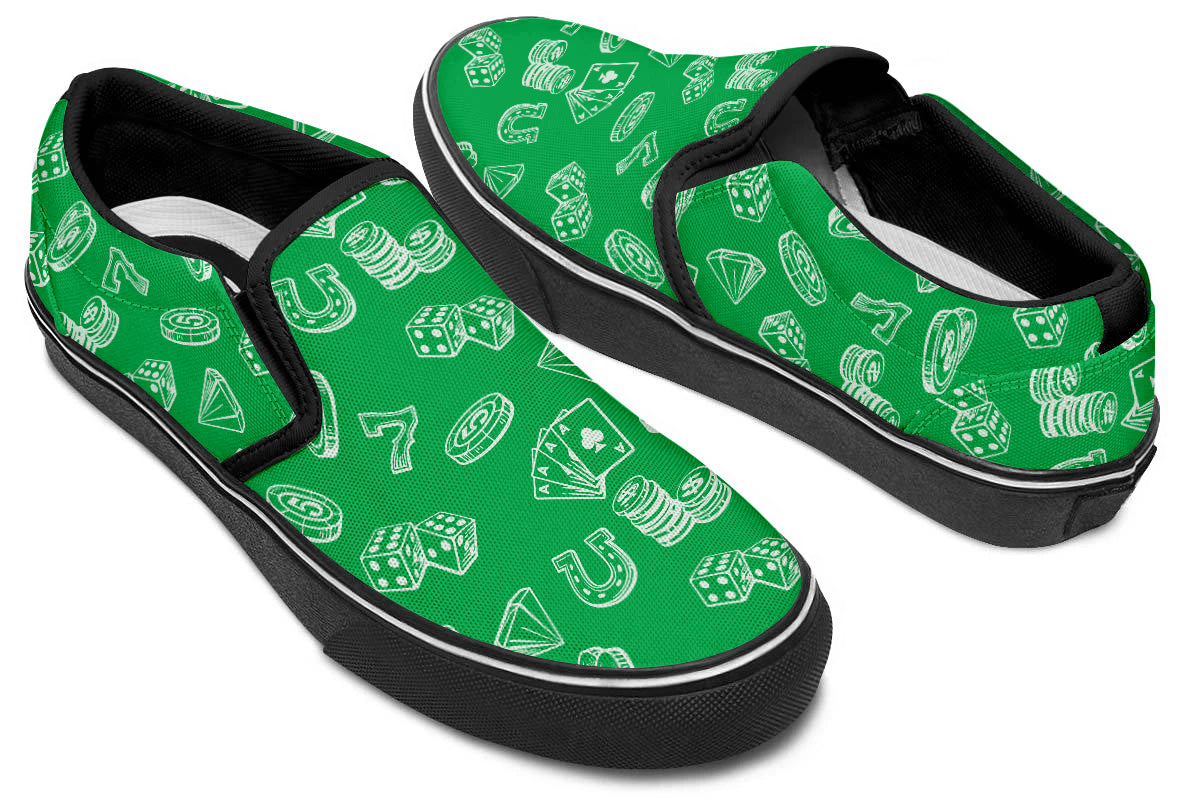 Casino Sneakers: Casino Pattern Slip On Sneakers