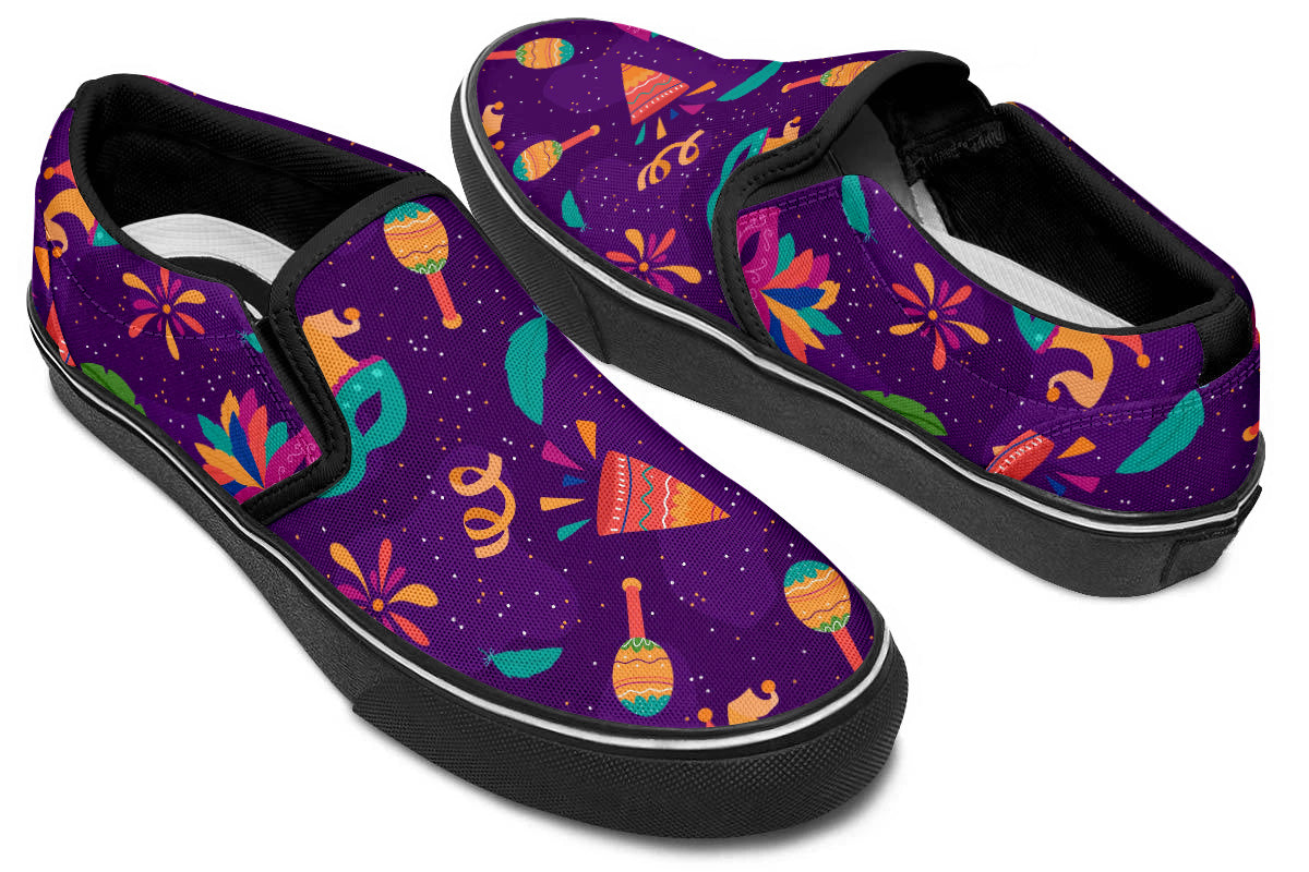 Mardi Gras Sneakers: Mardi Gras Pattern Slip On Sneakers