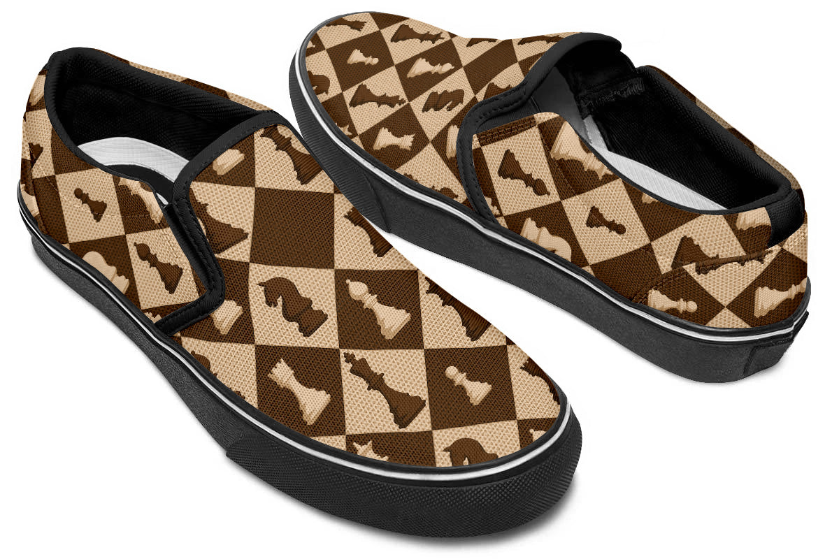 Chess Sneakers: Checkerboard Pattern Slip-On Sneakers
