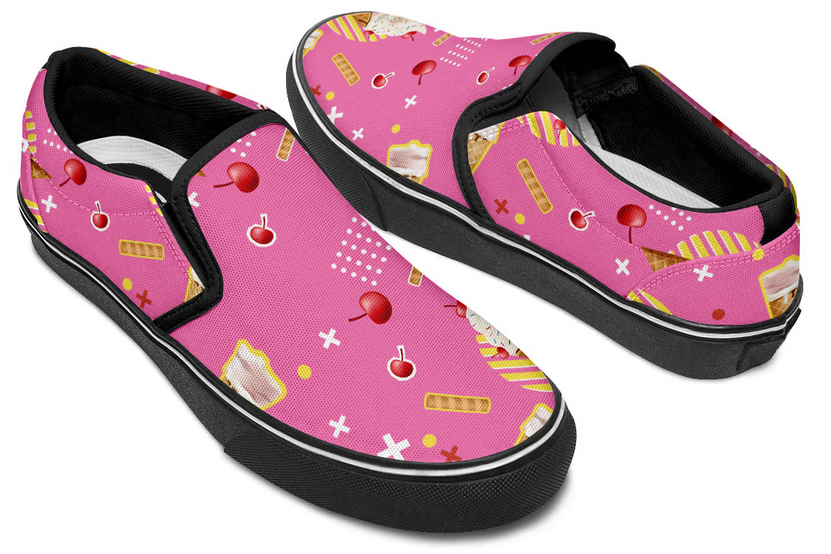 Ice Cream Sneakers: Ice Cream Pattern Slip On Sneakers